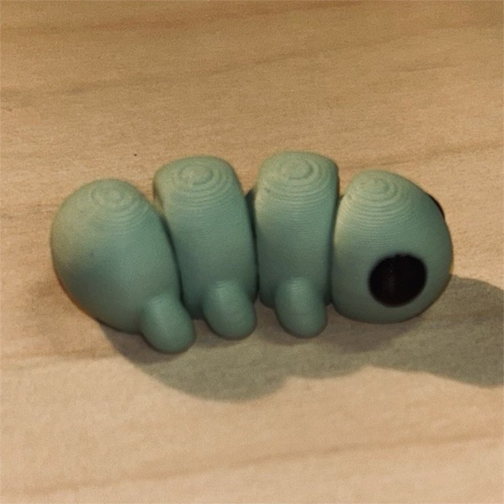 3D printed mini Light Green Caterpillar Animal Figure Part, Plastic